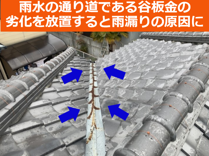 雨漏りの原因になりやすい谷板金