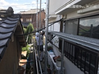 足場解体作業