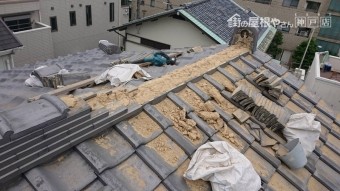 芦屋市 棟瓦の解体