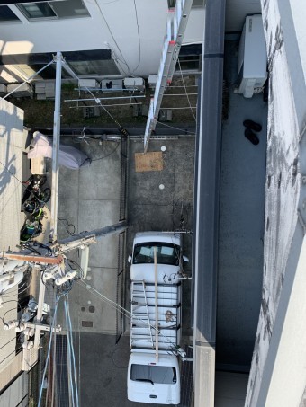 アンテナ倒壊 アンテナをロープで降ろしました