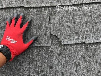 端がかけている屋根材がちらほらありました。