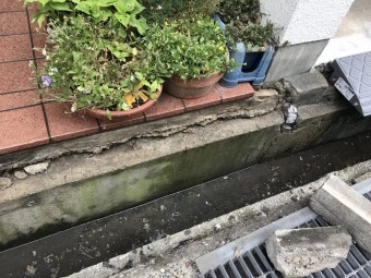 モルタルが欠け落ちてしまっています