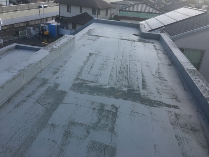 雨漏り現調 マンション屋上谷部分の調査