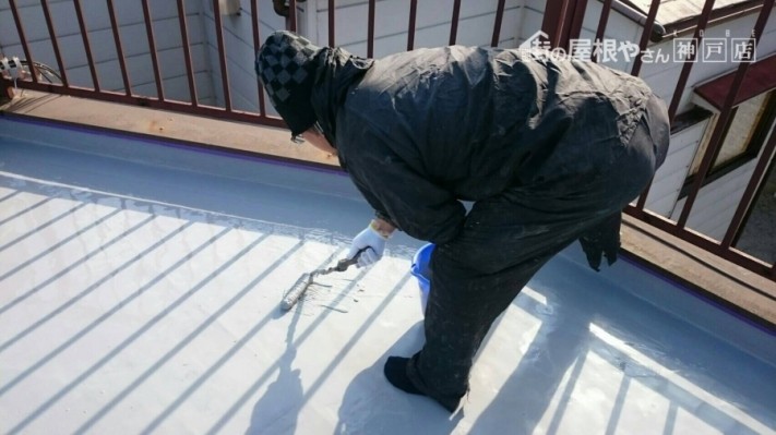 ウレタン防水工事ウレタン塗布2回目