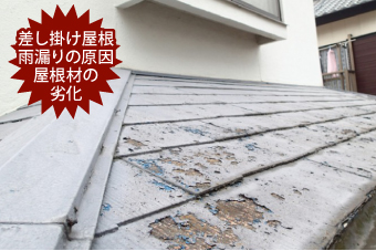 雨漏りの原因、屋根材の劣化