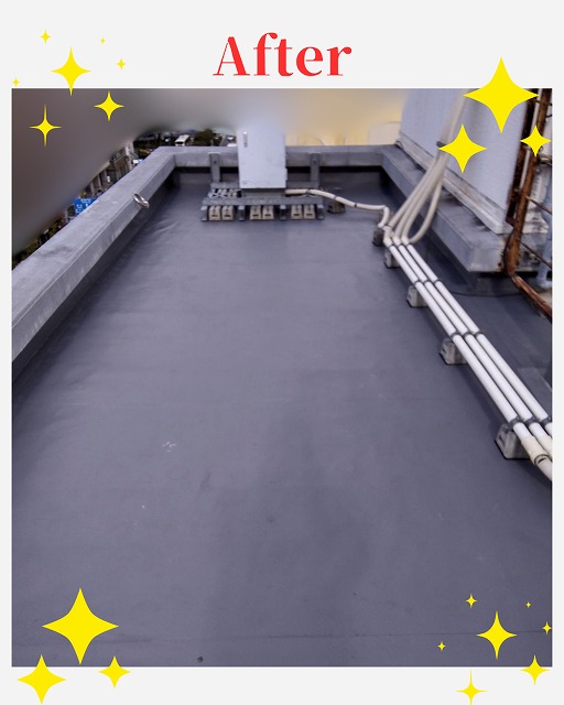 塩ビシート防水機械固定工法　屋上　after